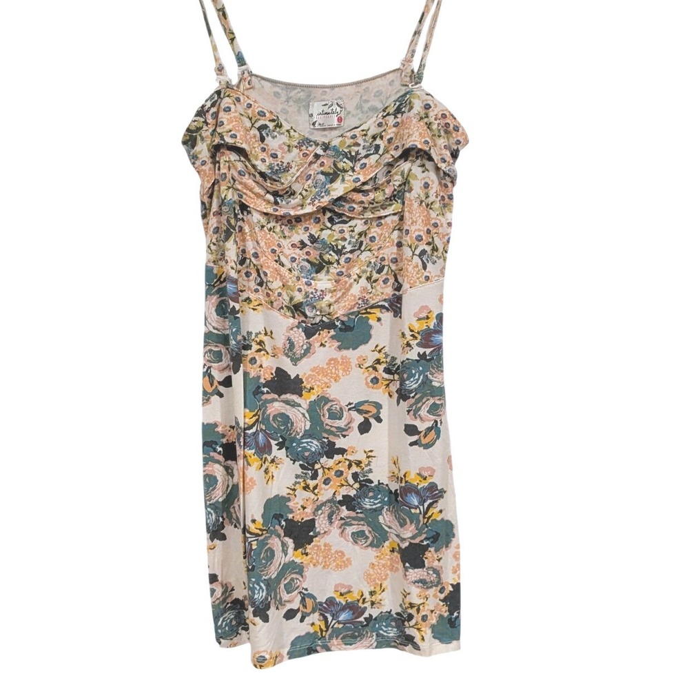Intimately Free People Slip Dress M Cream Floral Ruffle Boho Mini Coquette